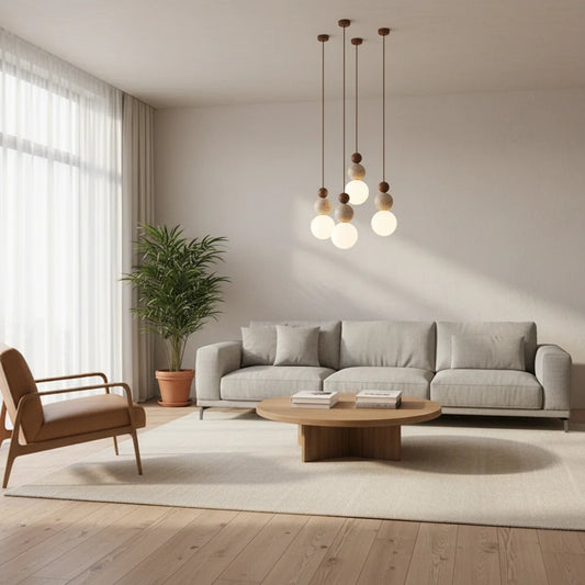 Ceiling Pendant Light | Cream Stone Minimalist Warm LED