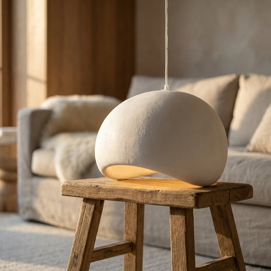 Wabi Sabi Fiberglass Pendant Light | Minimalist Adjustable Height Fixture