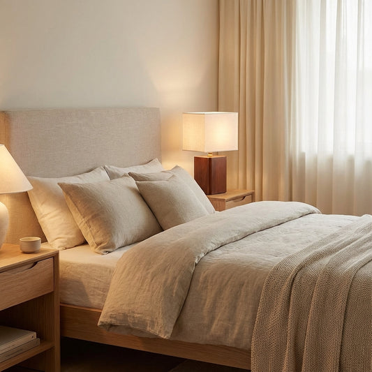 Table Lamp | Boho Bamboo Minimalist Design with Adjustable Warm Light