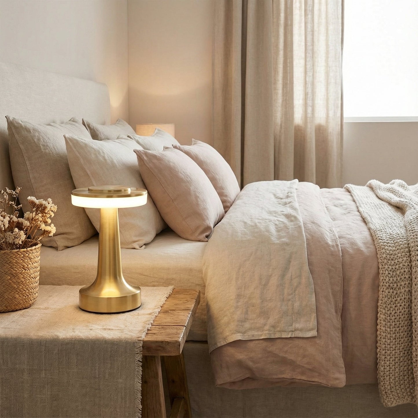 Bedside Table Lamp | Acrylic Metal Modern Wireless Rechargeable Ambient Light