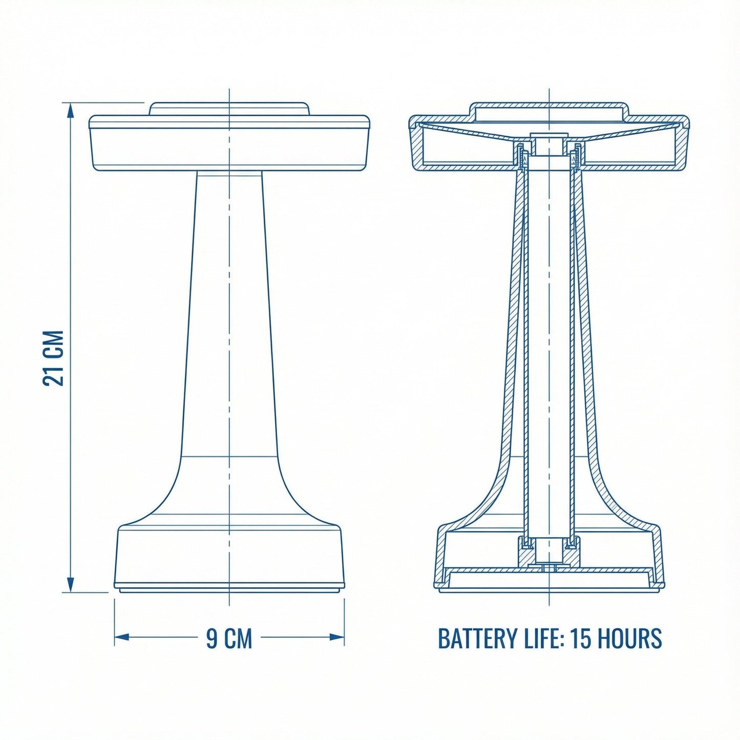 Bedside Table Lamp | Acrylic Metal Modern Wireless Rechargeable Ambient Light