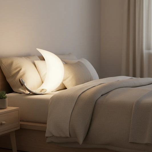Bedside Table Lamp | Modern Curved ABS Chrome Warm LED Light