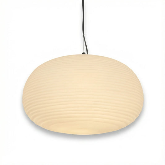 Pendant Lamp | Ribbed Opal Glass Minimalist Adjustable Ceiling Light
