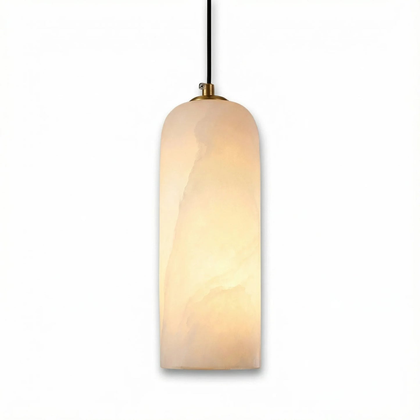Alabaster Stone Sculptural Pendant Light | Minimalist Brass Designer Fixture