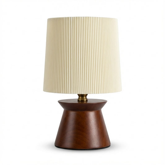 Retro Wood Striped Bedside Table Lamp | Minimalist Cozy Bedroom Light