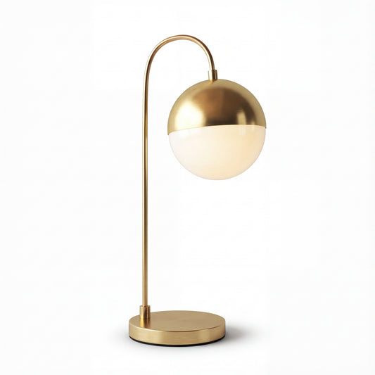 Table Lamp | Sculptural Brass Base with Elegant Glass Shade