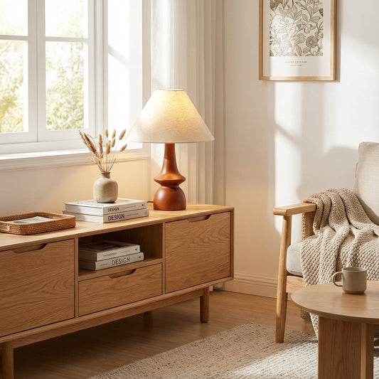 Table Lamp | Vintage Solid Wood Design with Adjustable Lighting